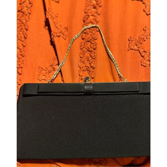 HL USA formal evening event black tie clutch hold chain black bow - Picture 9 of 15